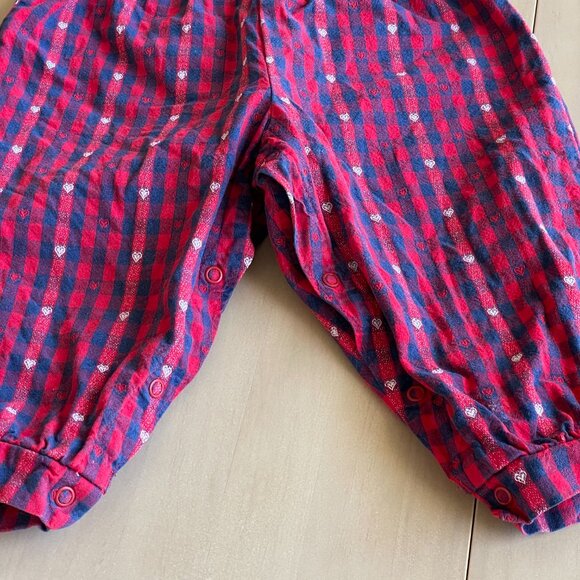 VINTAGE RARE 1980s OshKosh B'gosh Baby Toddler Blue Red Heart Plaid Overalls - Picture 4 of 9